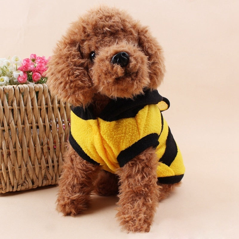 Cute Bee Dog Costume Onesie | Fuzzy Halloween Pet Outfit | Small Dog Costume for Chihuahua Yorkie Poodle Pomeranian