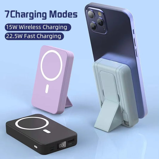 10,000mAh Magnetic Wireless Power Bank — 22.5W Fast Charge + Foldable Stand