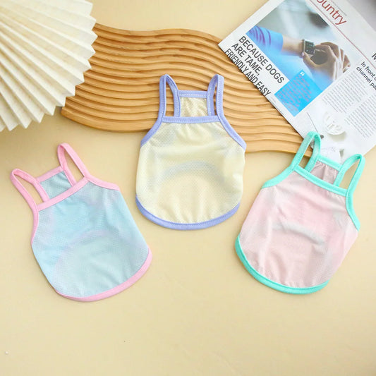 Pastel Rainbow Dog Tank Top | Breathable Summer Vest for Small Dogs | Cute Pet Shirt