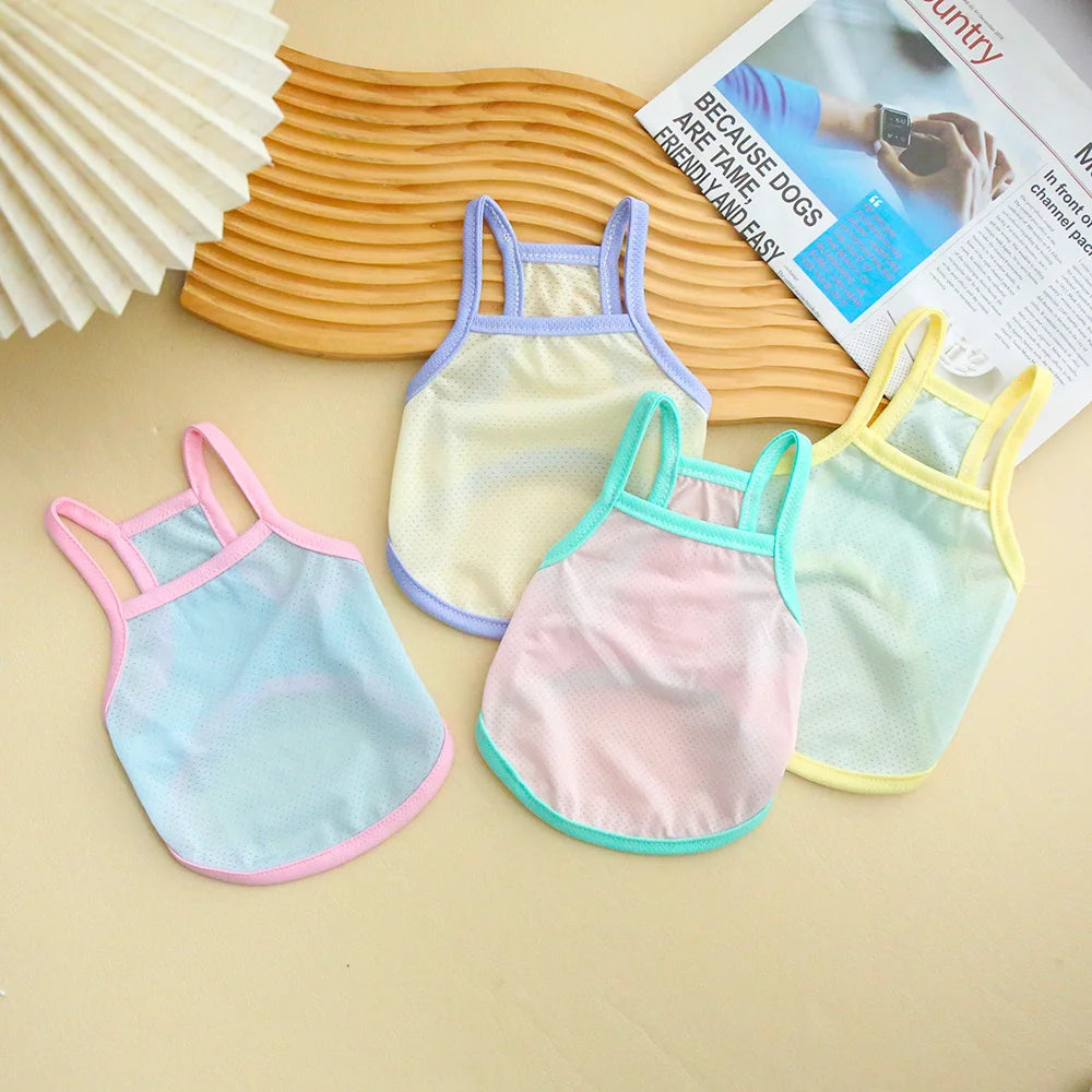 Pastel Rainbow Dog Tank Top | Breathable Summer Vest for Small Dogs | Cute Pet Shirt
