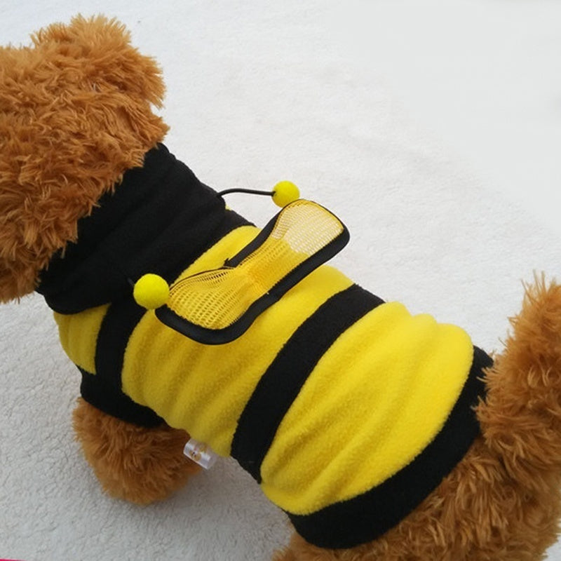 Cute Bee Dog Costume Onesie | Fuzzy Halloween Pet Outfit | Small Dog Costume for Chihuahua Yorkie Poodle Pomeranian