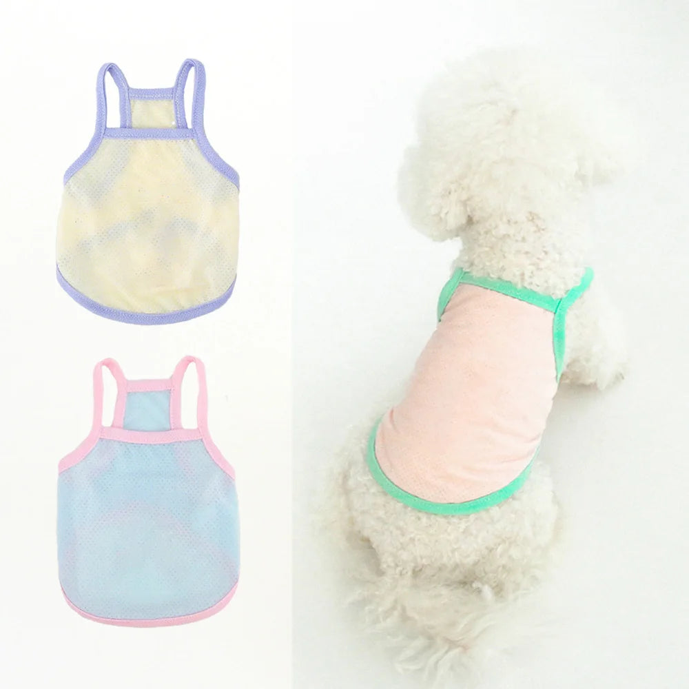 Pastel Rainbow Dog Tank Top | Breathable Summer Vest for Small Dogs | Cute Pet Shirt