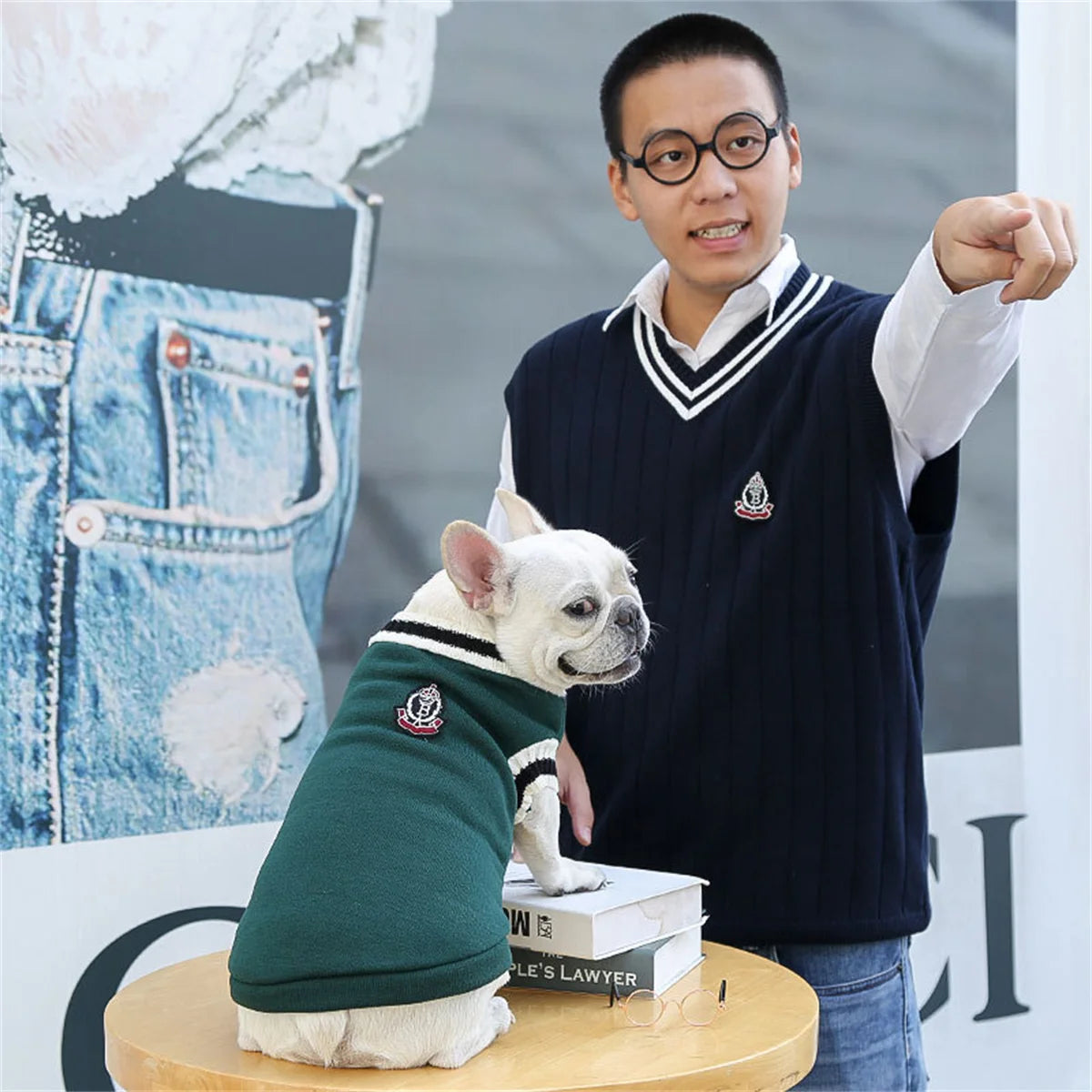 Varsity Dog Sweater Vest | Preppy Collegiate Style Pullover for Small Medium Dogs | French Bulldog Pug Chihuahua Fall Winter Clothes