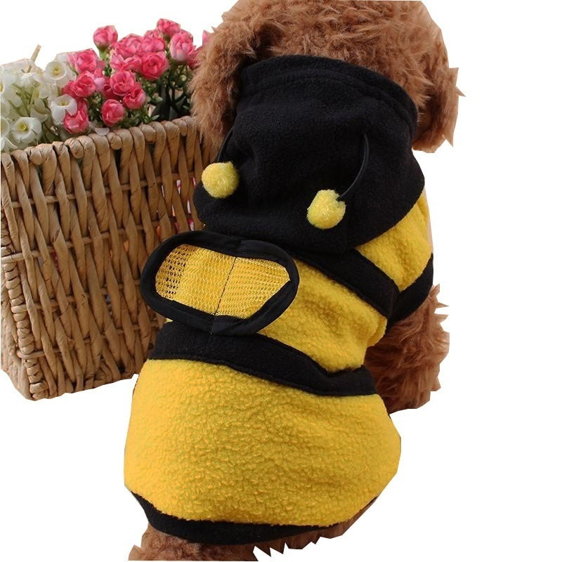 Cute Bee Dog Costume Onesie | Fuzzy Halloween Pet Outfit | Small Dog Costume for Chihuahua Yorkie Poodle Pomeranian