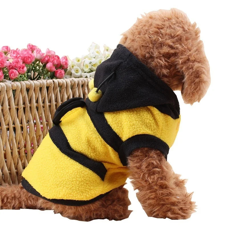 Cute Bee Dog Costume Onesie | Fuzzy Halloween Pet Outfit | Small Dog Costume for Chihuahua Yorkie Poodle Pomeranian