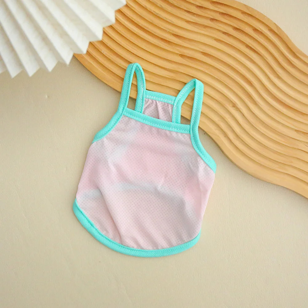 Pastel Rainbow Dog Tank Top | Breathable Summer Vest for Small Dogs | Cute Pet Shirt