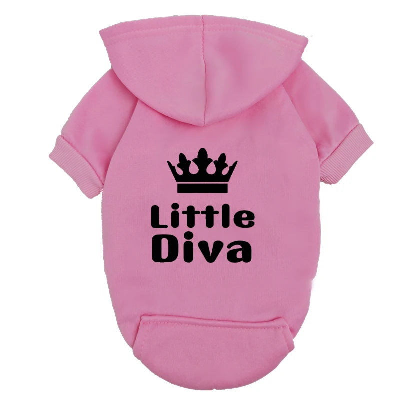 Little Diva Dog Hoodie | Cute Graphic Pullover Sweatshirt for Small Dogs | Girl Dog Clothes for Chihuahua Yorkie Teacup Breeds
