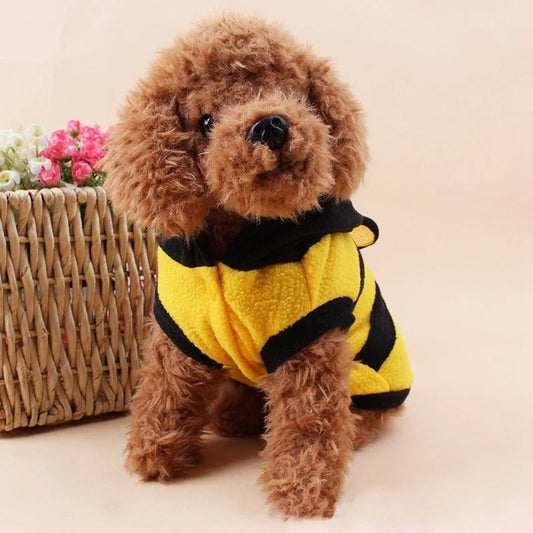 Cute Bee Dog Costume Onesie | Fuzzy Halloween Pet Outfit | Small Dog Costume for Chihuahua Yorkie Poodle Pomeranian