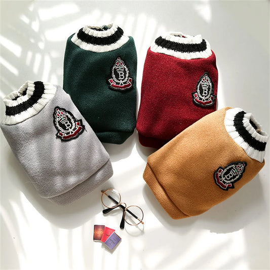 Varsity Dog Sweater Vest | Preppy Collegiate Style Pullover for Small Medium Dogs | French Bulldog Pug Chihuahua Fall Winter Clothes