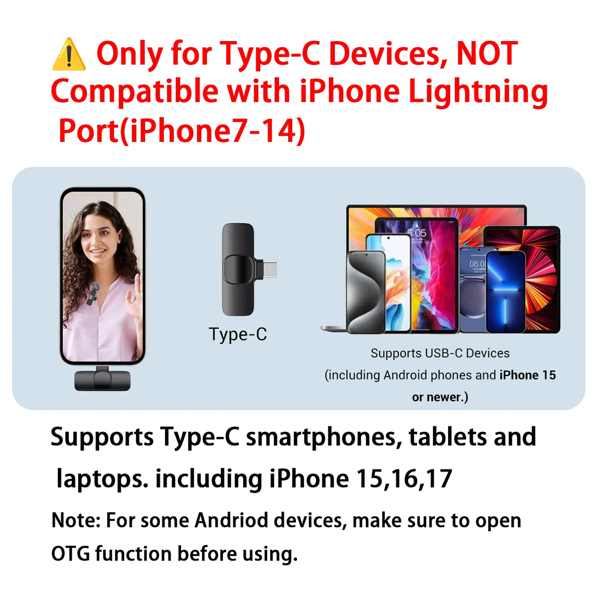 USB-C Wireless Clip-On Microphone