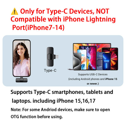 USB-C Wireless Clip-On Microphone