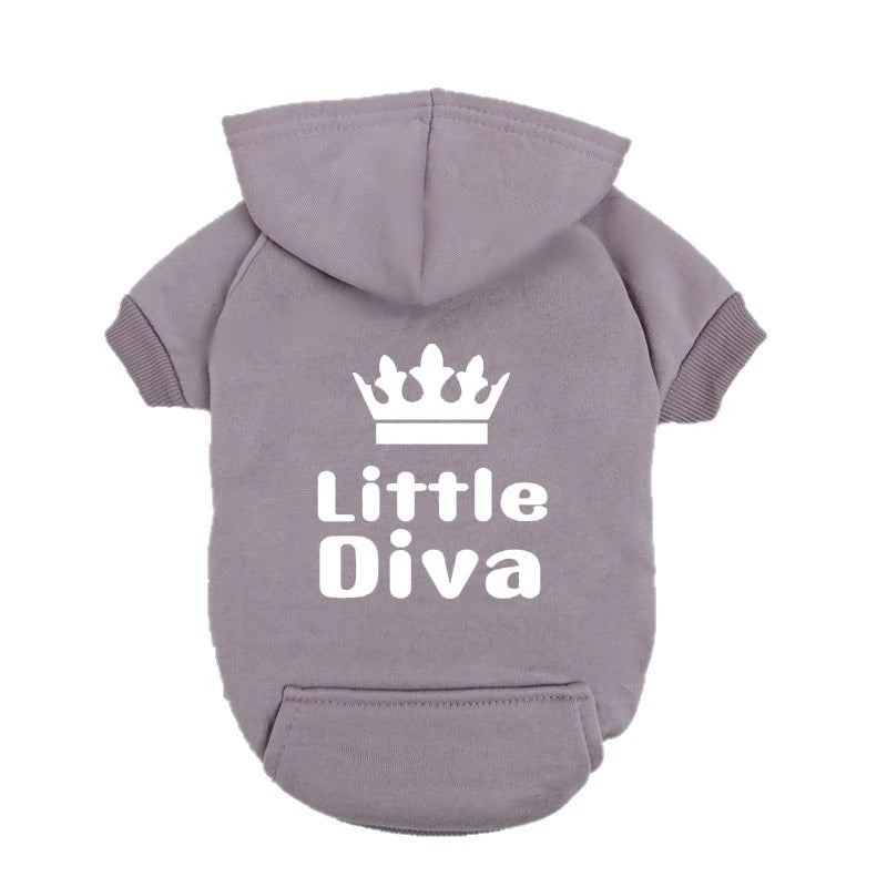 Little Diva Dog Hoodie | Cute Graphic Pullover Sweatshirt for Small Dogs | Girl Dog Clothes for Chihuahua Yorkie Teacup Breeds