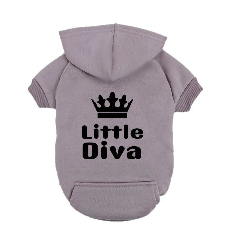 Little Diva Dog Hoodie | Cute Graphic Pullover Sweatshirt for Small Dogs | Girl Dog Clothes for Chihuahua Yorkie Teacup Breeds