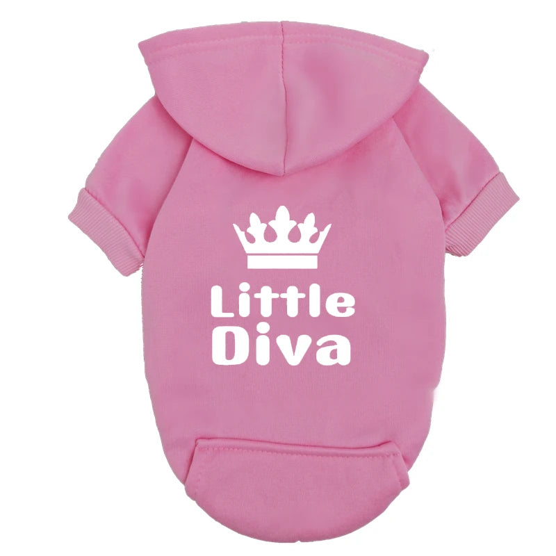 Little Diva Dog Hoodie | Cute Graphic Pullover Sweatshirt for Small Dogs | Girl Dog Clothes for Chihuahua Yorkie Teacup Breeds