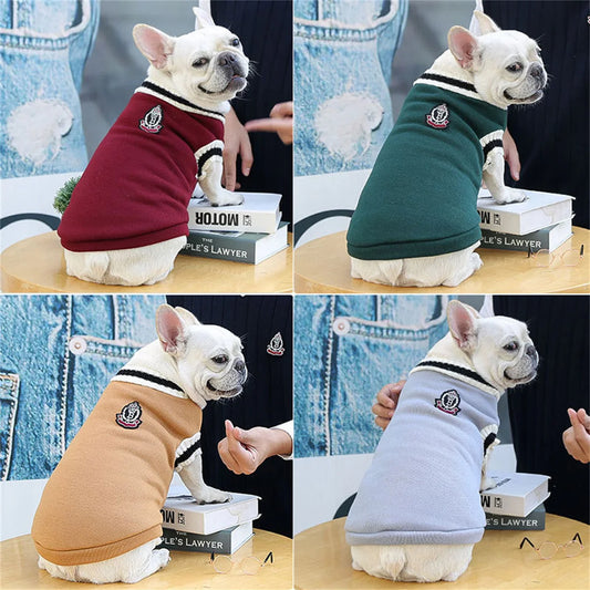 Varsity Dog Sweater Vest | Preppy Collegiate Style Pullover for Small Medium Dogs | French Bulldog Pug Chihuahua Fall Winter Clothes