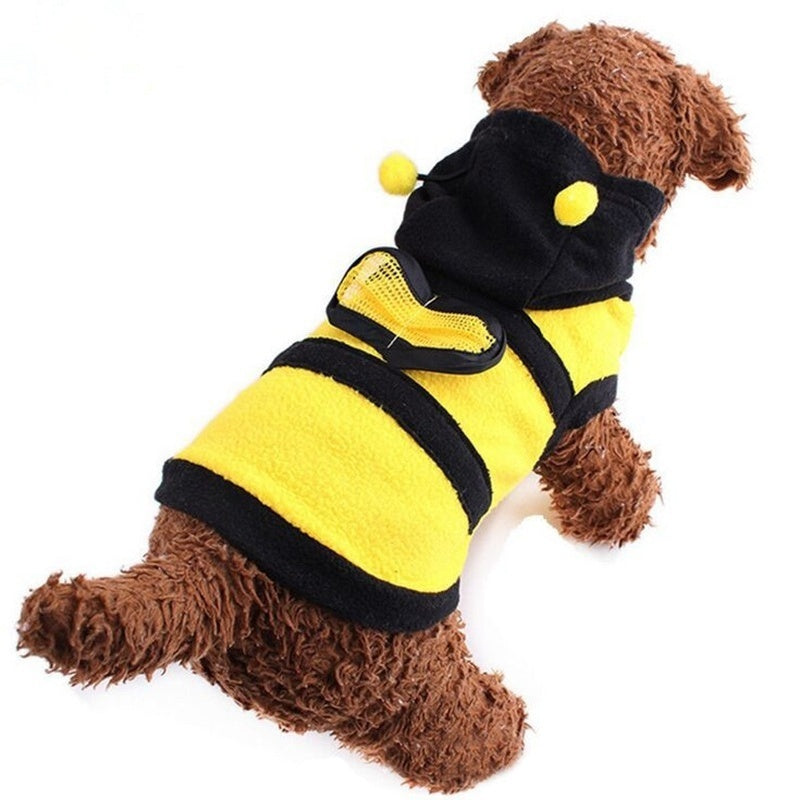 Cute Bee Dog Costume Onesie | Fuzzy Halloween Pet Outfit | Small Dog Costume for Chihuahua Yorkie Poodle Pomeranian