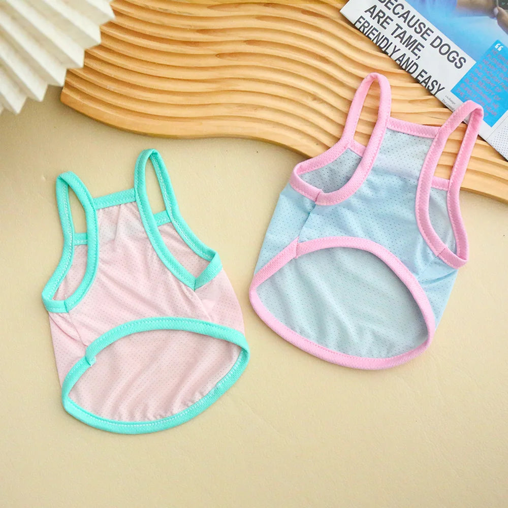 Pastel Rainbow Dog Tank Top | Breathable Summer Vest for Small Dogs | Cute Pet Shirt