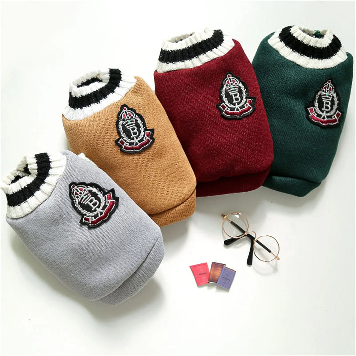 Varsity Dog Sweater Vest | Preppy Collegiate Style Pullover for Small Medium Dogs | French Bulldog Pug Chihuahua Fall Winter Clothes